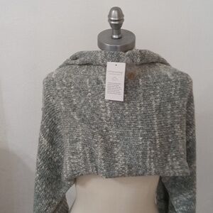 NWT Soft Surroundings Light Green Metallic Sweater Knit Scarf Button Size S/M